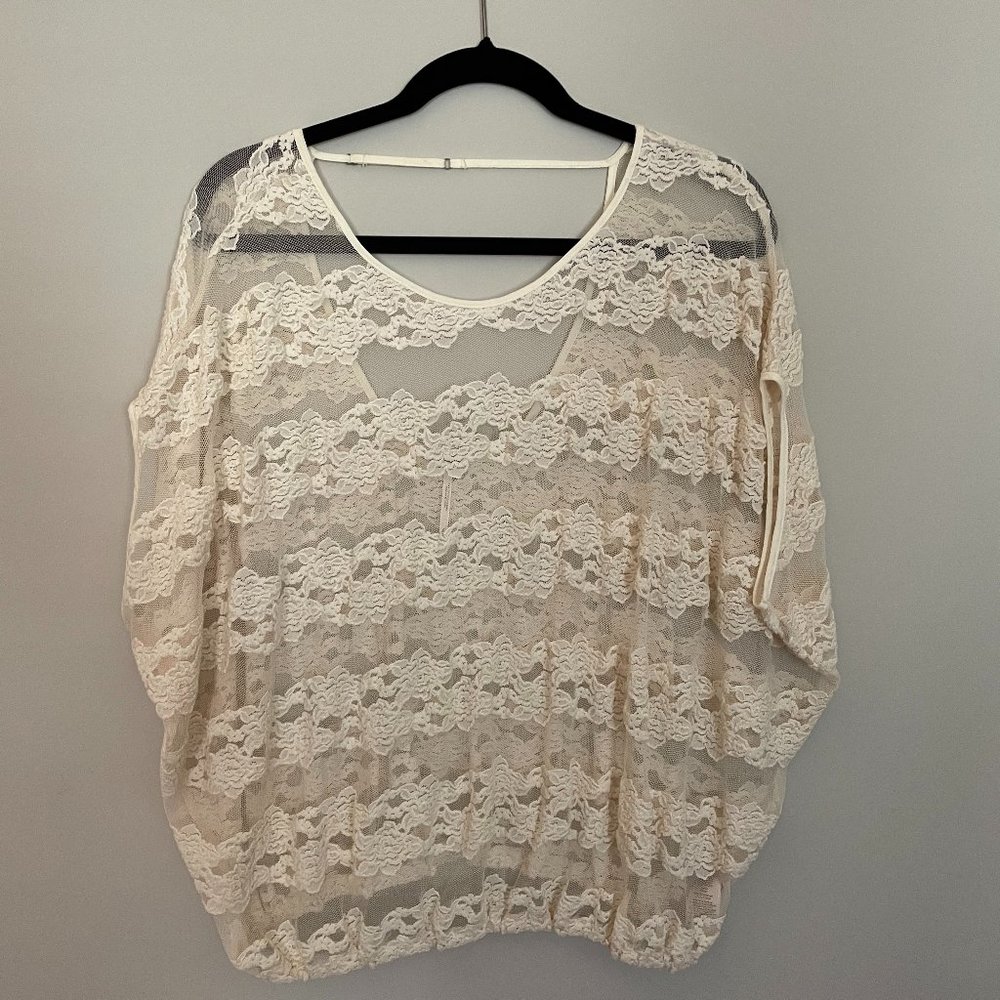 Free People Ivory Lace Top